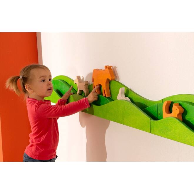 Speellijst natuur voor aan de muur voor speeldieren, groen