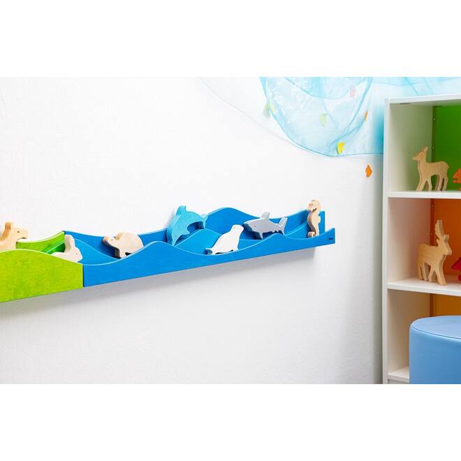 Speellijst water voor aan de muur voor speeldieren, blauw