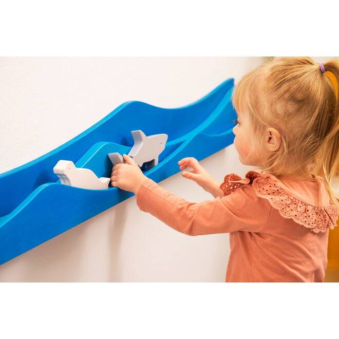 Speellijst water voor aan de muur voor speeldieren, blauw