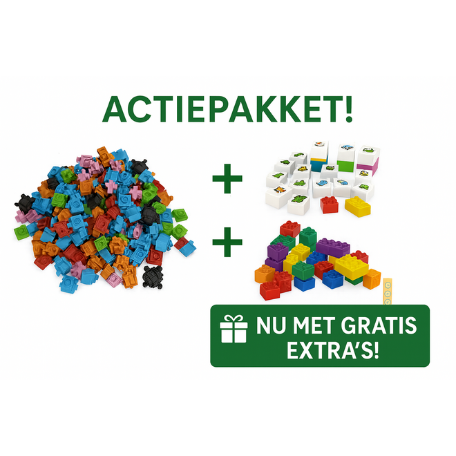 BiOBUDDi Trackconnectors, 250 onderd. + GRATIS 50 bouwblokken + dieren
