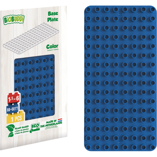 BiOBUDDi Education bouwplatenset 1x blauw, 1x groen, 1x rood en 1x geel