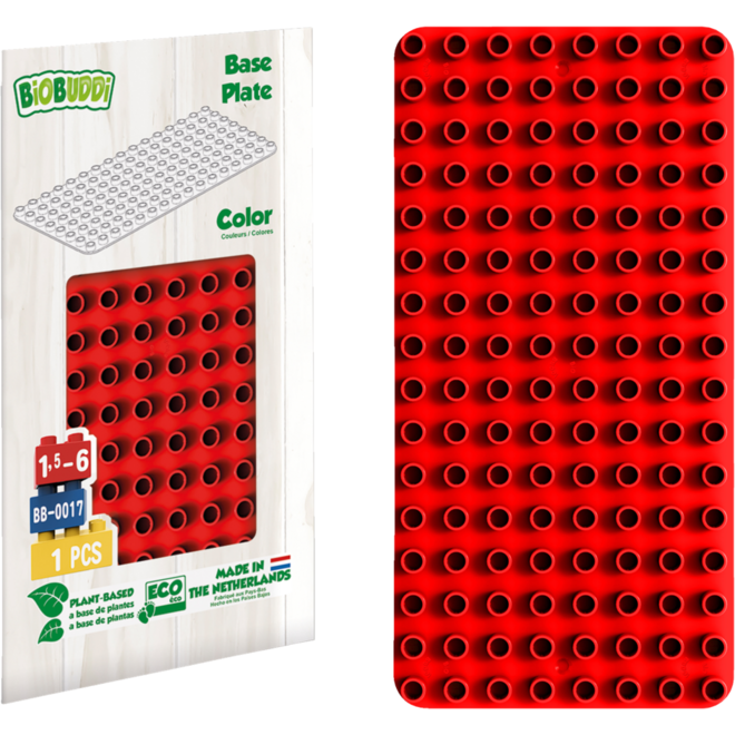 BiOBUDDi Education bouwplatenset 1x blauw, 1x groen, 1x rood en 1x geel