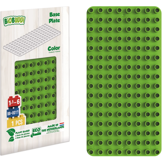 BiOBUDDi Education bouwplatenset 1x blauw, 1x groen, 1x rood en 1x geel