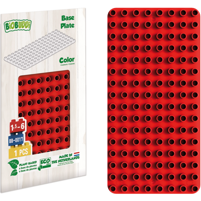 BiOBUDDi Education bouwplatenset 1x blauw, 1x groen, 1x rood en 1x geel