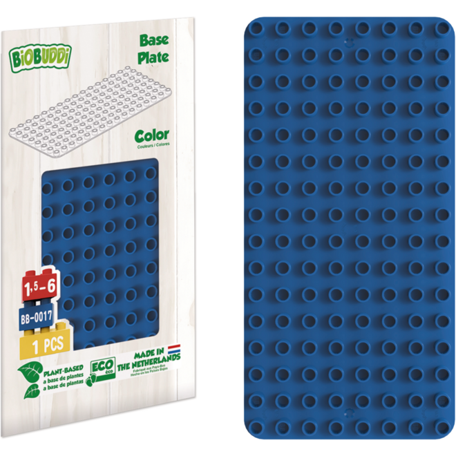 BiOBUDDi Education bouwplatenset 1x blauw, 1x groen, 1x rood en 1x geel