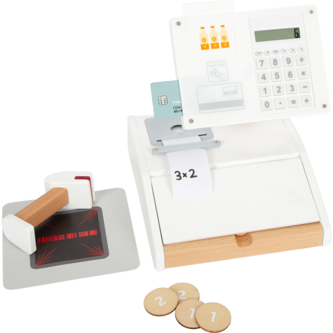 Small Foot - houten speelgoedkassa met scanner, 15 delig