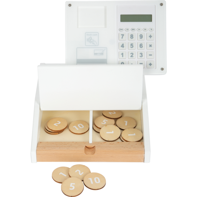 Small Foot - houten speelgoedkassa met scanner, 15 delig