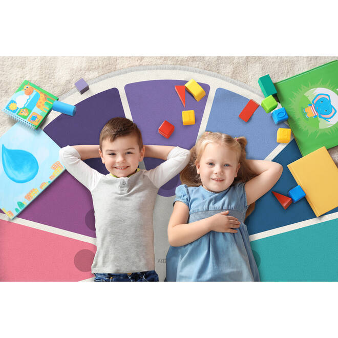 Mat extra groot, rond, regenboog 2 , 200 cm