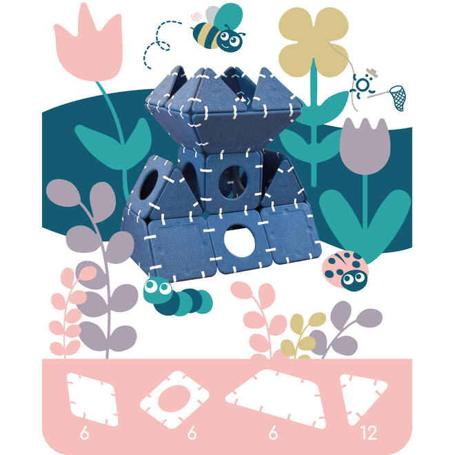 Bouwset educatie inöuqa, Blue Berry, set van 30 stuks