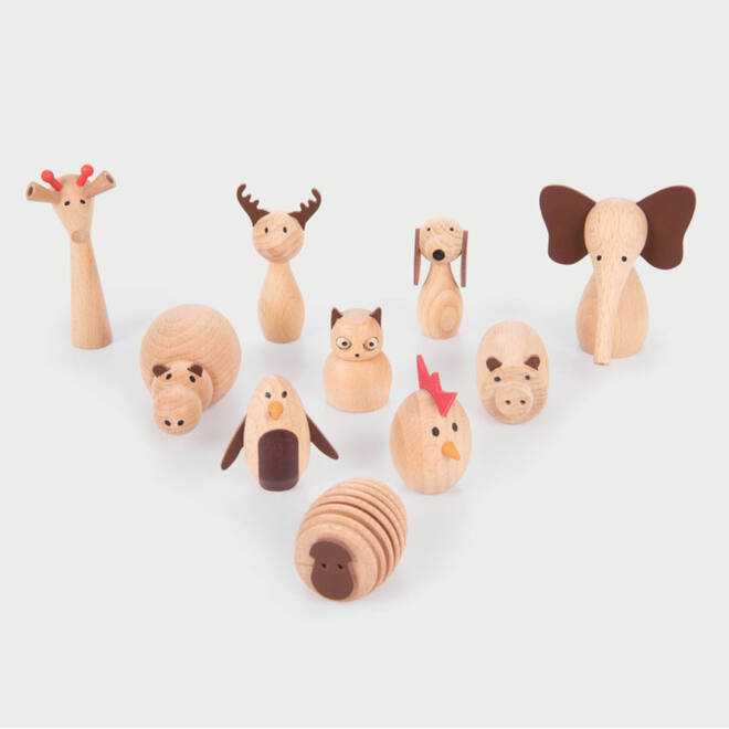 Houten diervriendjes