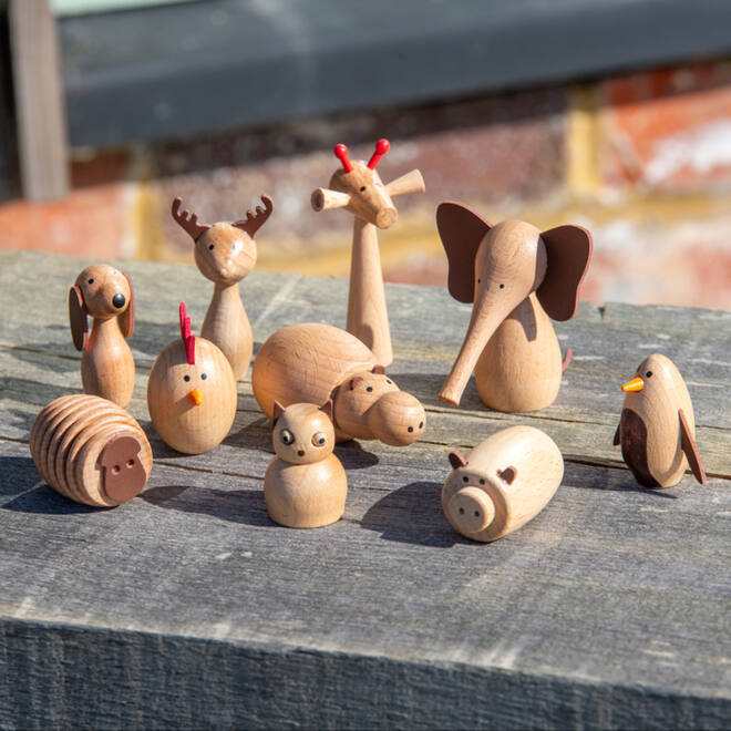 Houten diervriendjes