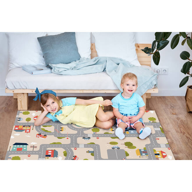 Speelmat verkeer | Beige uitvoering, 150 x 100 cm