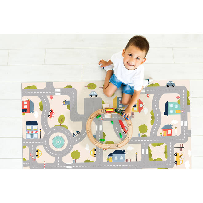 Speelmat verkeer | Beige uitvoering, 150 x 100 cm
