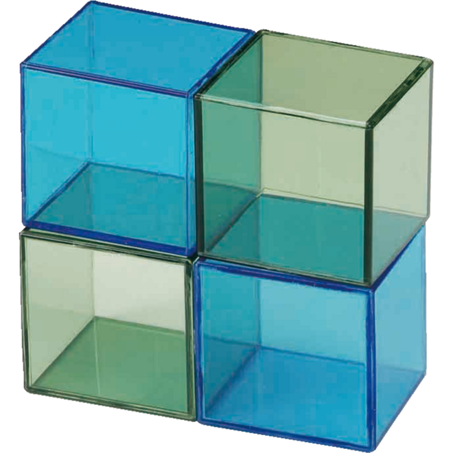 Blokkenset gekleurd transparant 5 x 5 x 5 cm 16 stuks