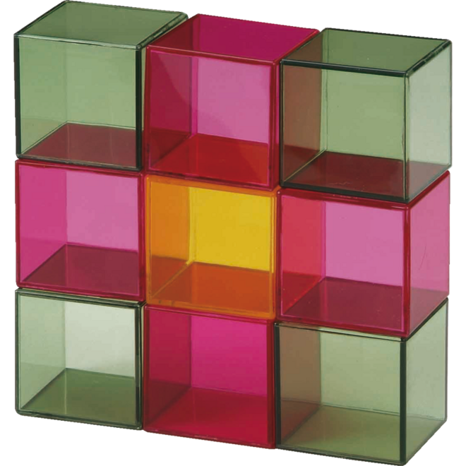 Blokkenset gekleurd transparant 5 x 5 x 5 cm 16 stuks