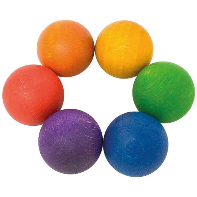 Open eind - Grapat Marbles - knikkers - gekleurd - hout - set van 36 assorti