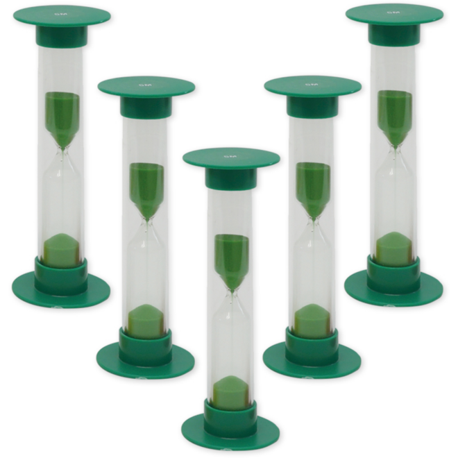 Zandloperset 5 stuks, groen, 5 minuten