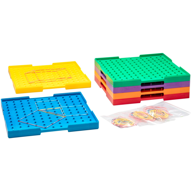 Geobord groot 23 x 23cm dubbelzijdig in 6 kleuren (6 stuks)