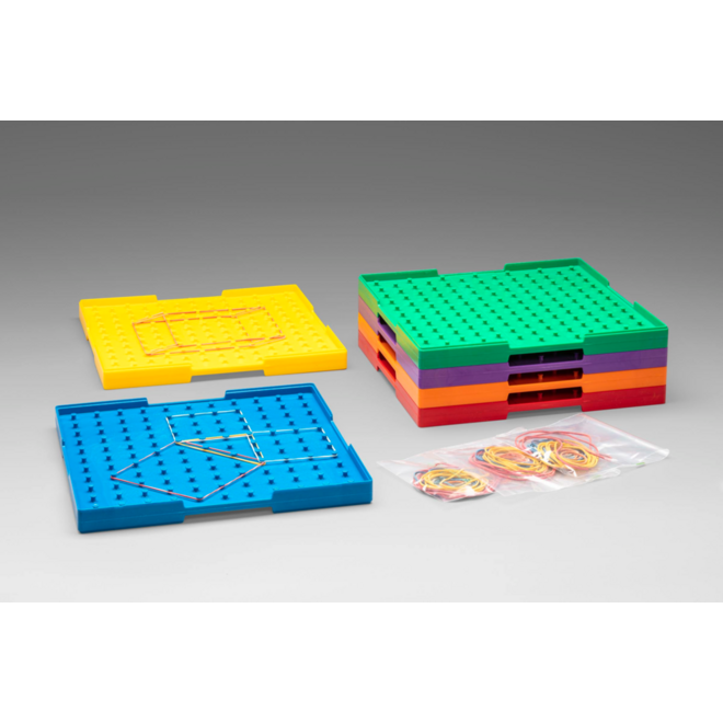 Geobord groot 23 x 23cm dubbelzijdig in 6 kleuren (6 stuks)