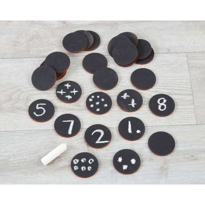 Schoolbordverf schijven, set van 30 stuks, doorsnede 5 cm