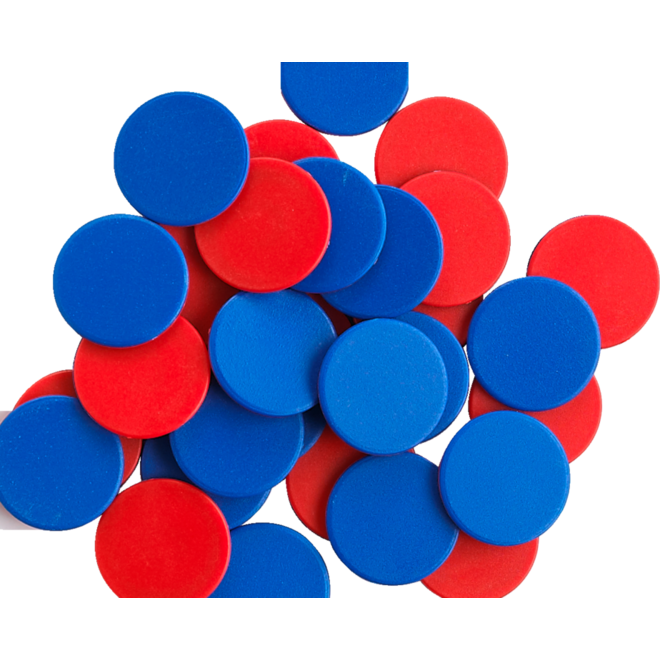 Fiches 2-Kleuren Tellers, 200 stuks blauw en rood