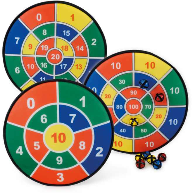 Dartschijven-rekenspel "bewegend leren", 12-delig