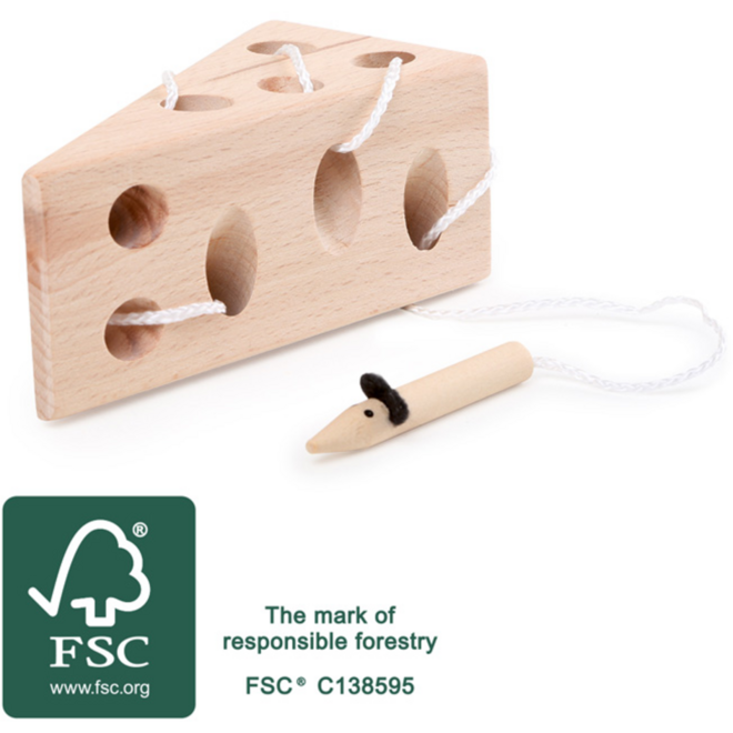 Small Foot - Kaas en Muis Houten Rijgspel