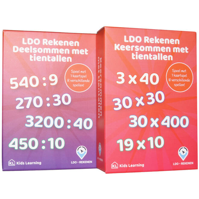 LDO Rekenen - Kaartspel Keer- en deelsommen met tientallen - set van 2
