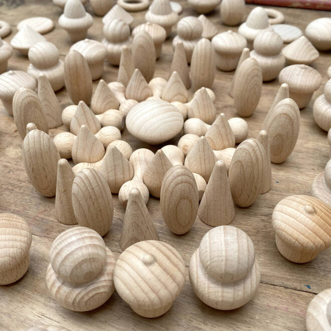 Houten schatten natuurlijke set