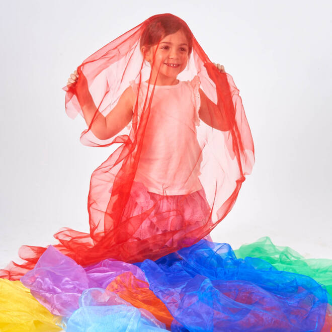 Regenboog organza stof