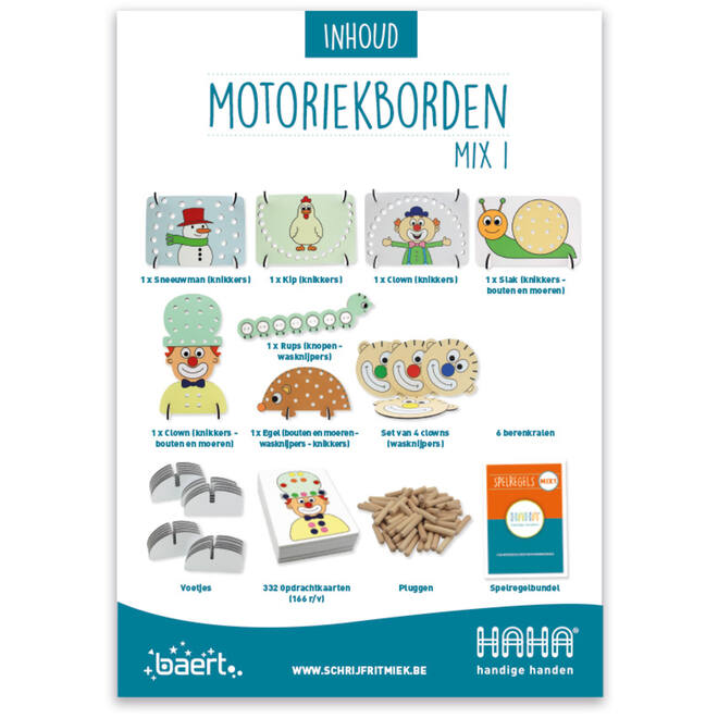 Fijne motoriek - Handige Handen - motoriekborden - mix 1 - per set