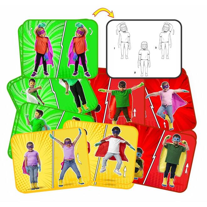 Beweegkaarten superheld 21,5 x 28 cm, 16 stuks