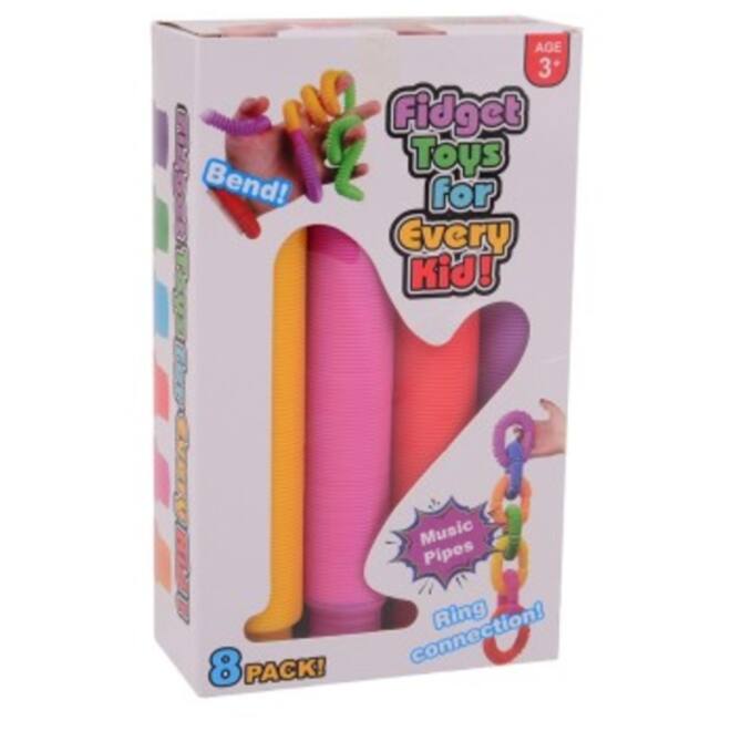 Fidget buizen in doos van 8 stuks, 21 x 3 cm