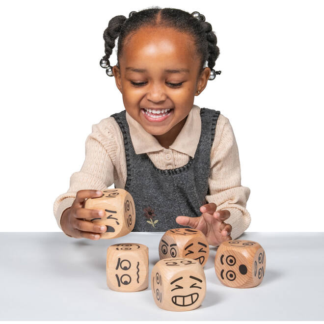 Dobbelstenen emoties, set van 5 stuks