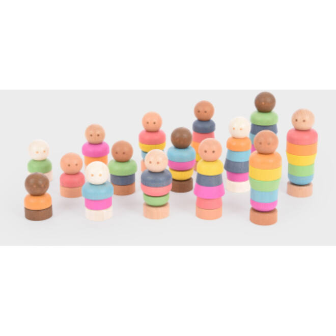 Speelfiguren, regenboog, van hout