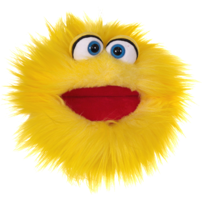 Handpop geel monster 20 cm