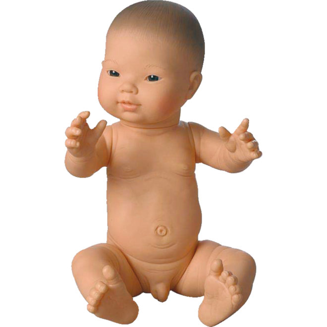 Pop jongen Aziatisch zonder haar, 42 cm, Les Pluminis