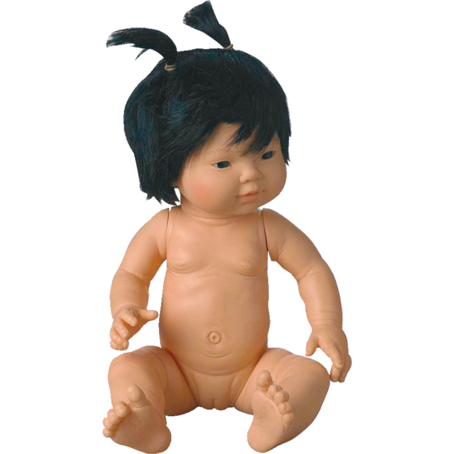 Pop meisje Aziatisch met haar, 42 cm, Les Pluminis