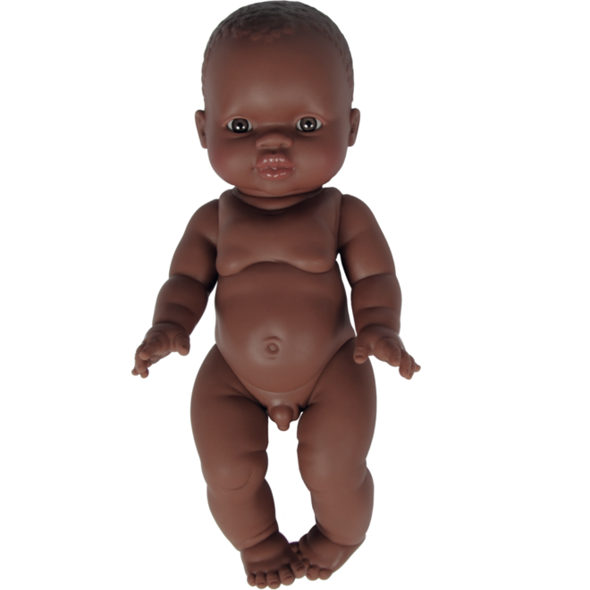 Pop jongen Afrikaans zonder haar, 30 cm, Les Pluminis