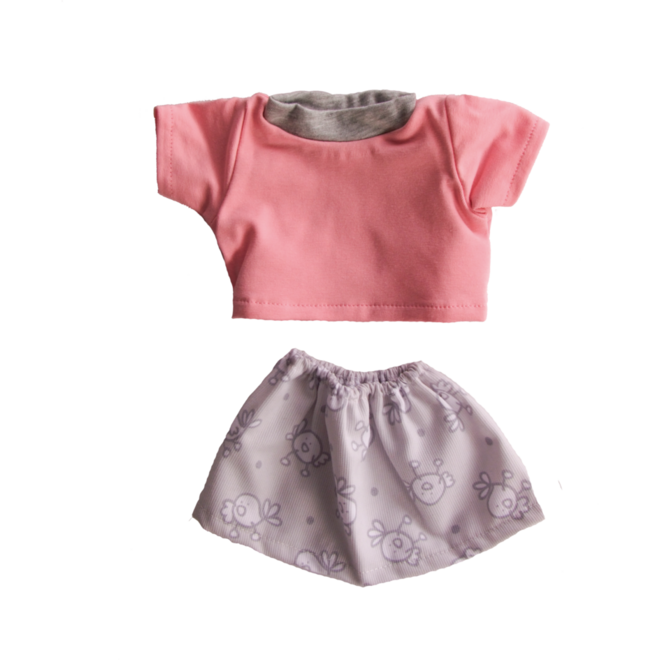 Poppenkleertjes shirt en rok 30 cm