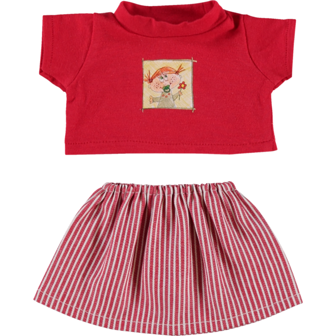 Poppenkleertjes jurkje en shirt rood 30 cm