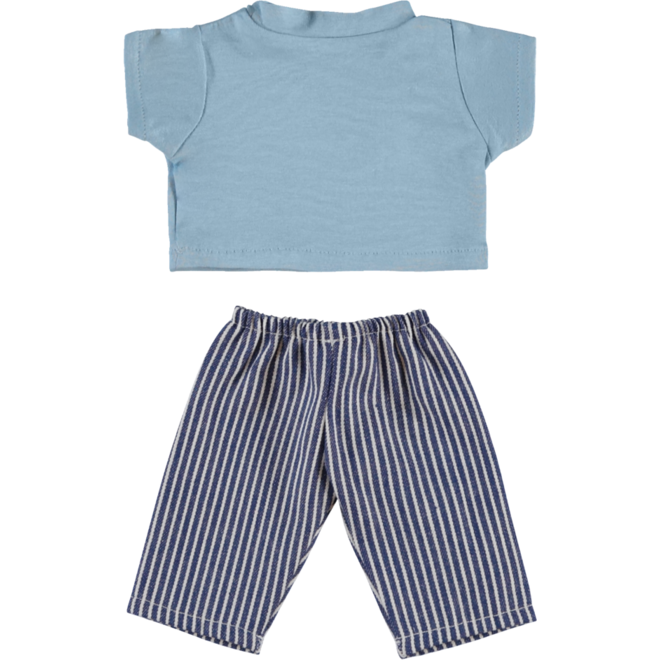 Poppenkleertjes broekje en shirt blauw 30 cm