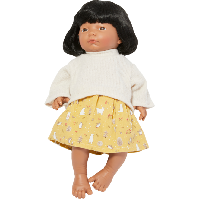 Pop meisje Oriëntaal met haar en kleding, 40 cm, Les Pluminis