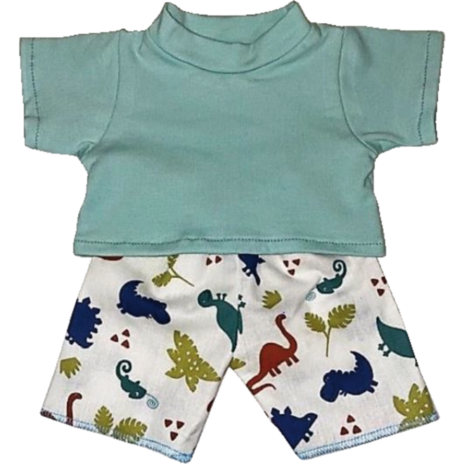 Poppenkleertjes broek dino en T-shirt lichtblauw, 40 cm
