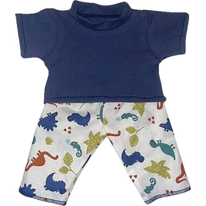 Poppenkleertjes broek dino en T-sshirt donkerblauw, 40 cm