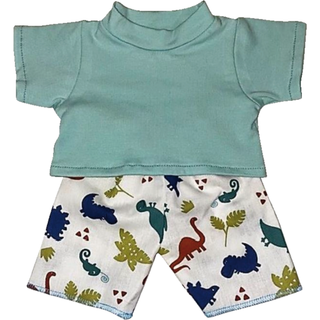 Poppenkleertjes broek dino en T-shirt lichtblauw, 30 cm