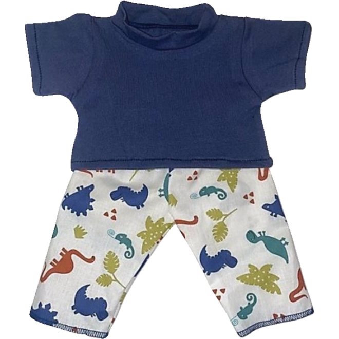 Poppenkleertjes broek dino en T-sshirt donkerblauw, 30 cm