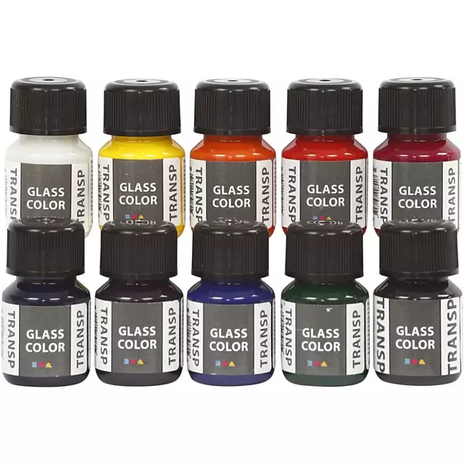 Glas- en porseleinverf assorti 10 x 30 ml