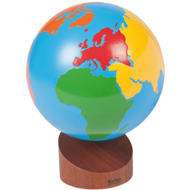 Globe werelddelen gekleurd