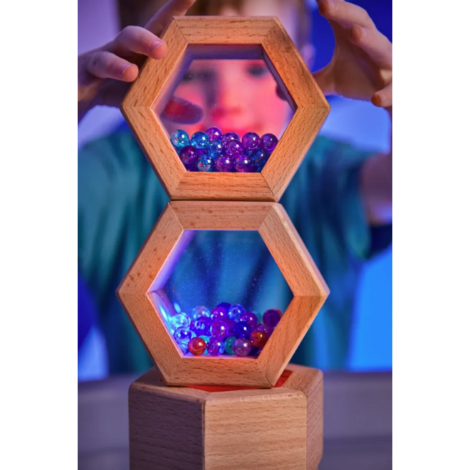 Lichtgevende houten geluidzeshoeken, 6 stuks